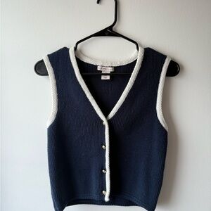 Sincerely Jules Navy and White V-Neck Sweater Vest